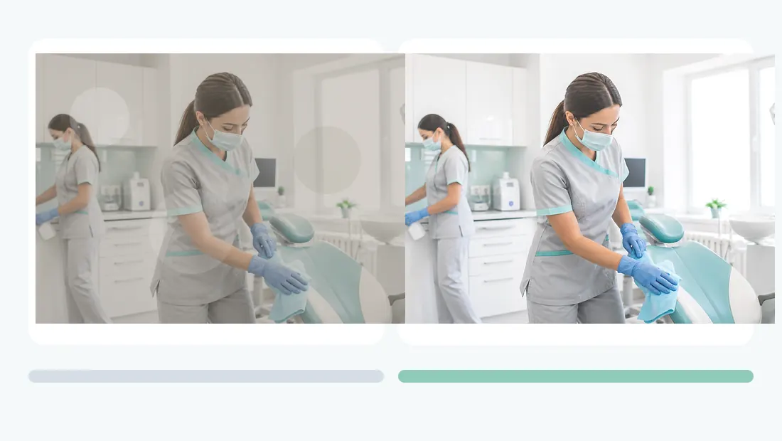Vorher-Nachher Servicebild für Praxis- und Hygienereinigung